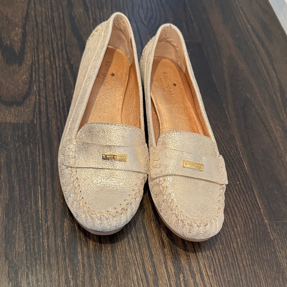 Kate Spade Shimmering Gold Loafers